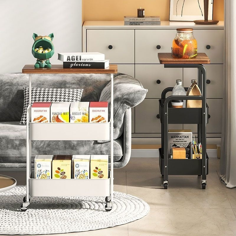Compact Adjustable Home Storage Rack – durable multi-purpose storage, Multi-functional Rolling Kitchen Storage Trolley White Black Multi-layer Mobile Storage Rack Sturdy Metal Frame, designed for American homes, daily convenience and practical giftin