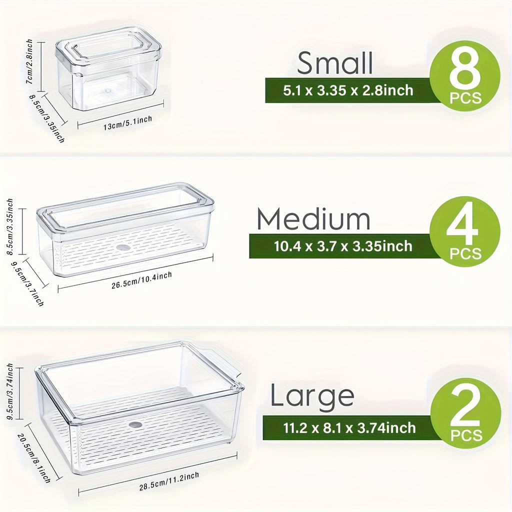 Easy-Access 7/14pcs Refrigerator Storage Organizer – easy-access fridge organization, 7 14pcs Fridge Organizer Clear Refrigerator Storage Boxes with Lids BPA Free Stackable Fruit, designed for American homes, daily convenience and practical gifting