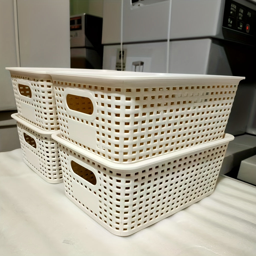 Storage Bins – 2pcs 4pcs 6pcs Multi-function Plastic Storage Basket with Lid Organizing