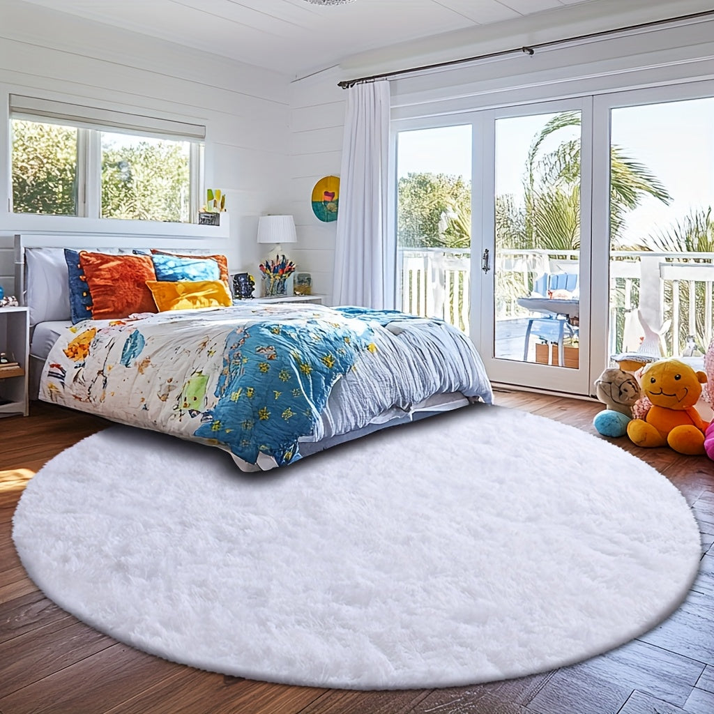 Area Rug – A Cozy Round Shaggy Rug Is Perfect for The Bedroom, While a Soft And Fluffy Round