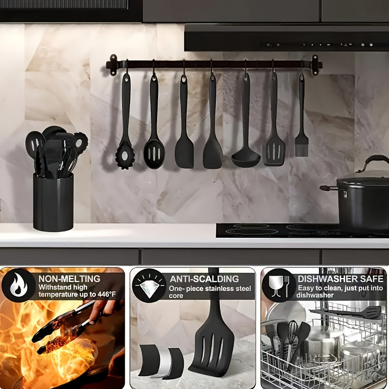Kitchen Essential – Silicone Kitchen Utensils Set | Heat Resistant And High-Quality, Suitable for Non Stick Pans, Stainless Steel Cutting Tools, Small Kitchen Tools, Ideal Holiday Gift 19 Se