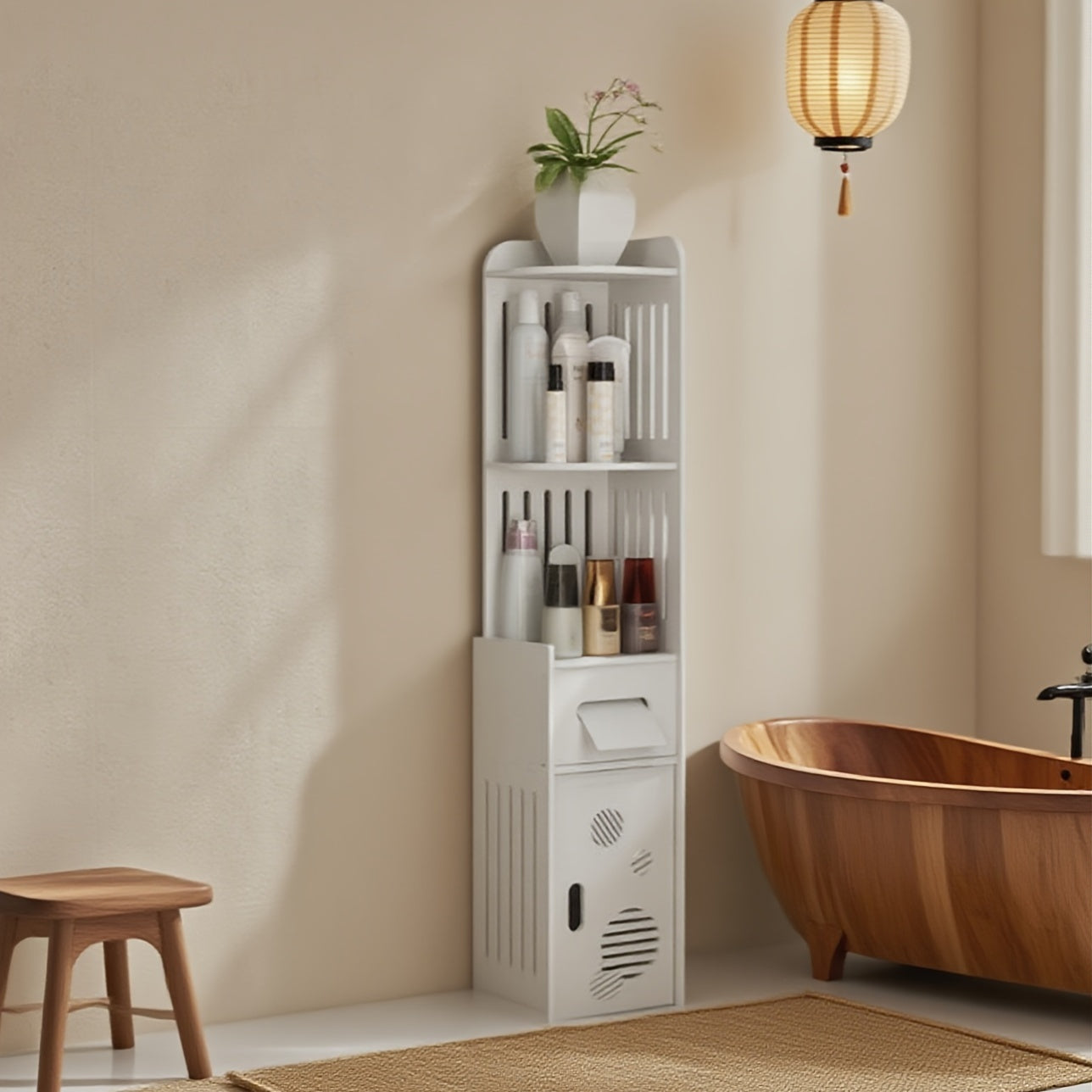 1pc Large Capacity Bathroom Organizer, Toilet Paper Holder, Tiered Organizer with Tissue Box, Waterproof And Dustproof Commercial Bathroom Container, Easy to Install, Suitable for Kitchen/Bedroom/Living Room/Dining Room And Businesses