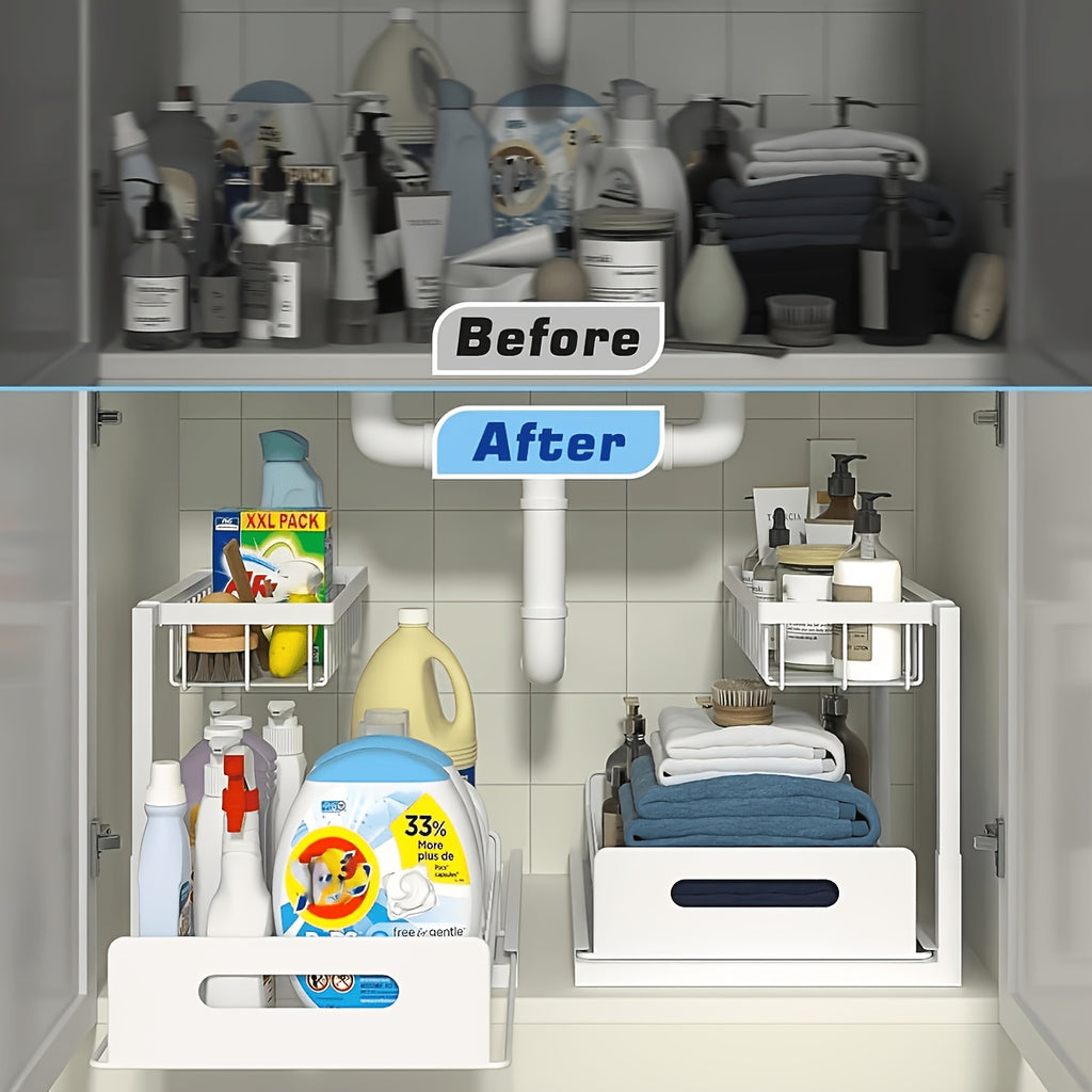 Multi-Purpose 1pc Pull-Out Cabinet Drawer Organizer – smooth-access storage, space-saving cabinet organization, designed for American kitchens, pantries, apartments, home organization, daily use and practical gifting