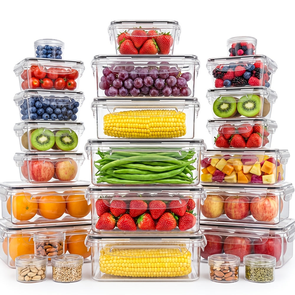 Kitchen Essential – [Reusable Airtight Containers] 70/62/54Pcs Food Storage Container Set With Lids Meal Prep Lunch Boxes (26/30/34 Containers + 26/30/34 Lids + Stickers + 1 Pen) Reusable Co