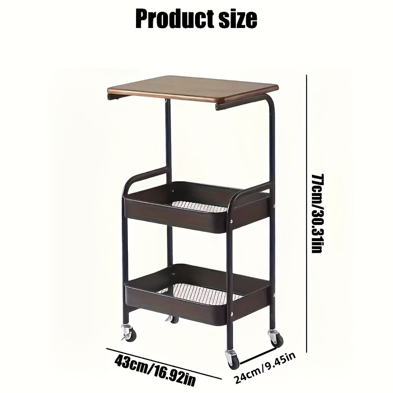 3-Tier Heavy-Duty Metal Rolling Kitchen Cart with 3-Tier Shelves, Mobile Storage Cart Suitable for Small Spaces, Assembly, Space-Saving for Pantry, Apartment, - Sturdy Multi- Cart