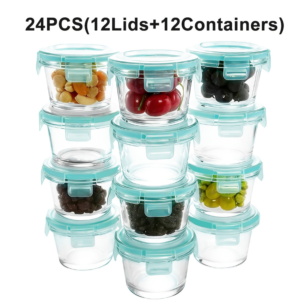 Versatile 24pcs Glass Meal Prep Container Set – leak-resistant reusable meal prep, 24pcs Glass Food Storage Containers with Lids Meal Prep Pantry Kitchen Storage Containers for, designed for American homes, daily convenience and practical gifting