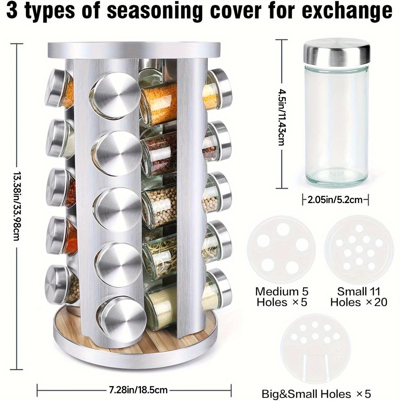 Smart Glass Spice Jar Set – clear reusable pantry storage, Spice Carousel Set Featuring 20 Spice Jars Kitchen Spice Organizer for Countertop Or Cupboard, designed for American homes, daily convenience and practical gifting
