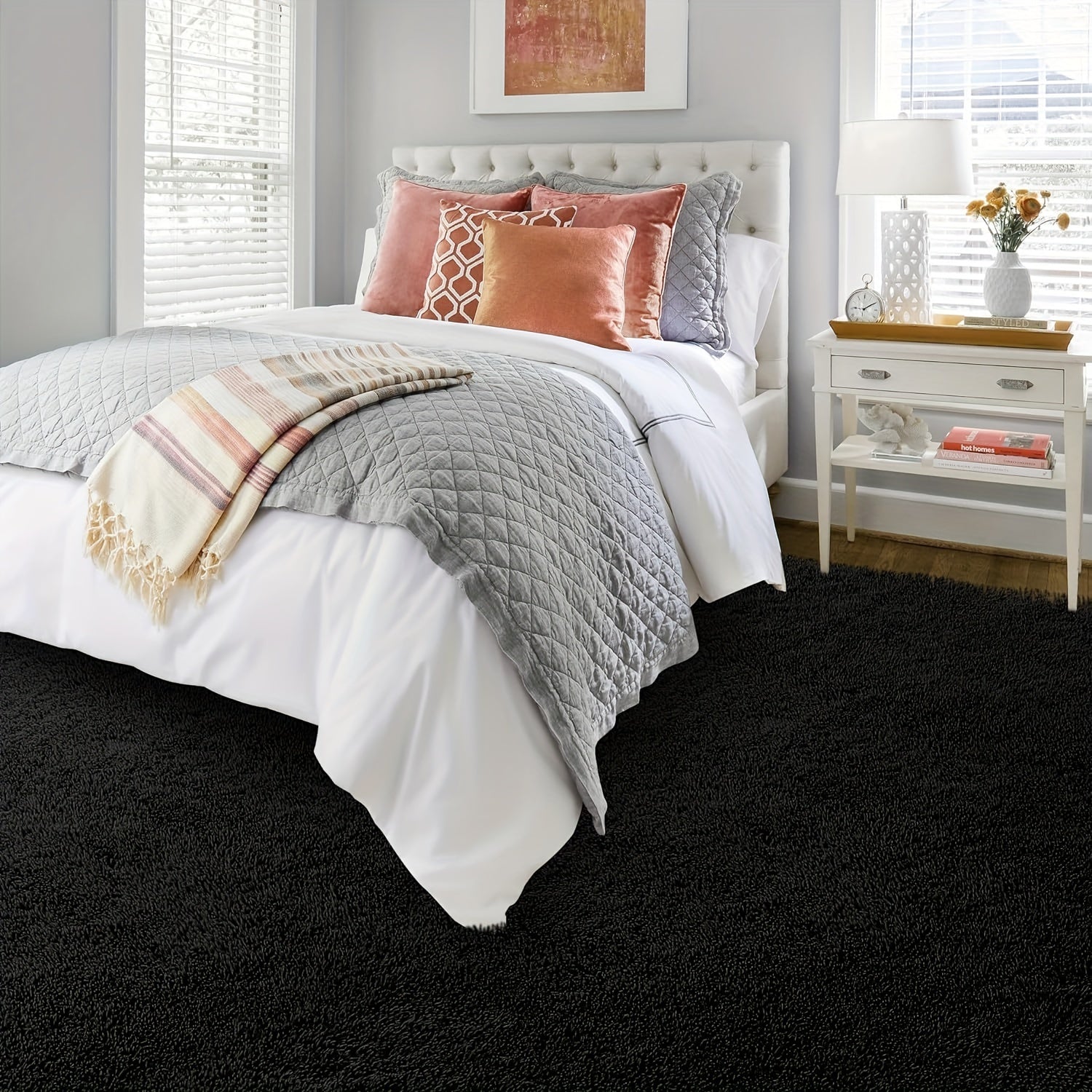 Area Rug – Large Modern Minimalist - Thick Memory Foam Padding, Soft Non-Slip Machine-Washabl
