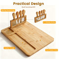 Large Charcuterie Board with 4 Knife Set - Wood and Bamboo Dinner Plates, Divided Sectionsfor Cheese, Meats, Fruits & Crackers - Party Platter for Weddings, Thanksgiving, Housewarming - Durable Board for