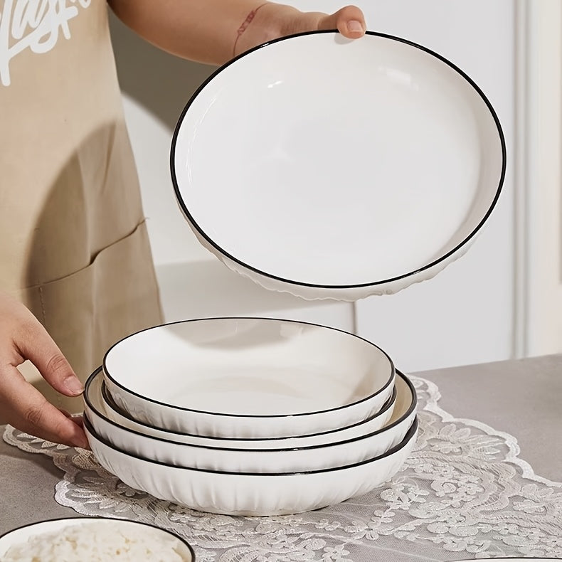Modern 6pcs Kitchen Cookware Set – versatile meal preparation, 6pcs 7-Inch Round Ceramic Plates Suitable for Pasta Salad Sushi Desserts - Elegant White, designed for American homes, daily convenience and practical gifting