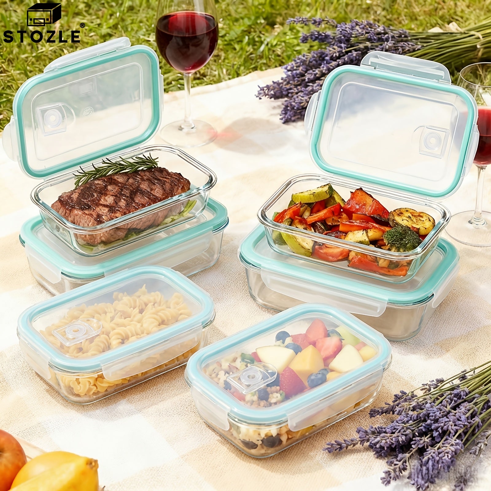 16pcs Sealed Glass Food Storage Containers, Lunch Box, Microwave, Oven - Great For Salads, Fruits, Vegetables And Sandwiches, Lunch Box | Sealed Storage | Durable Glass, Food Storage Containers (8 Lids + 8 Containers)