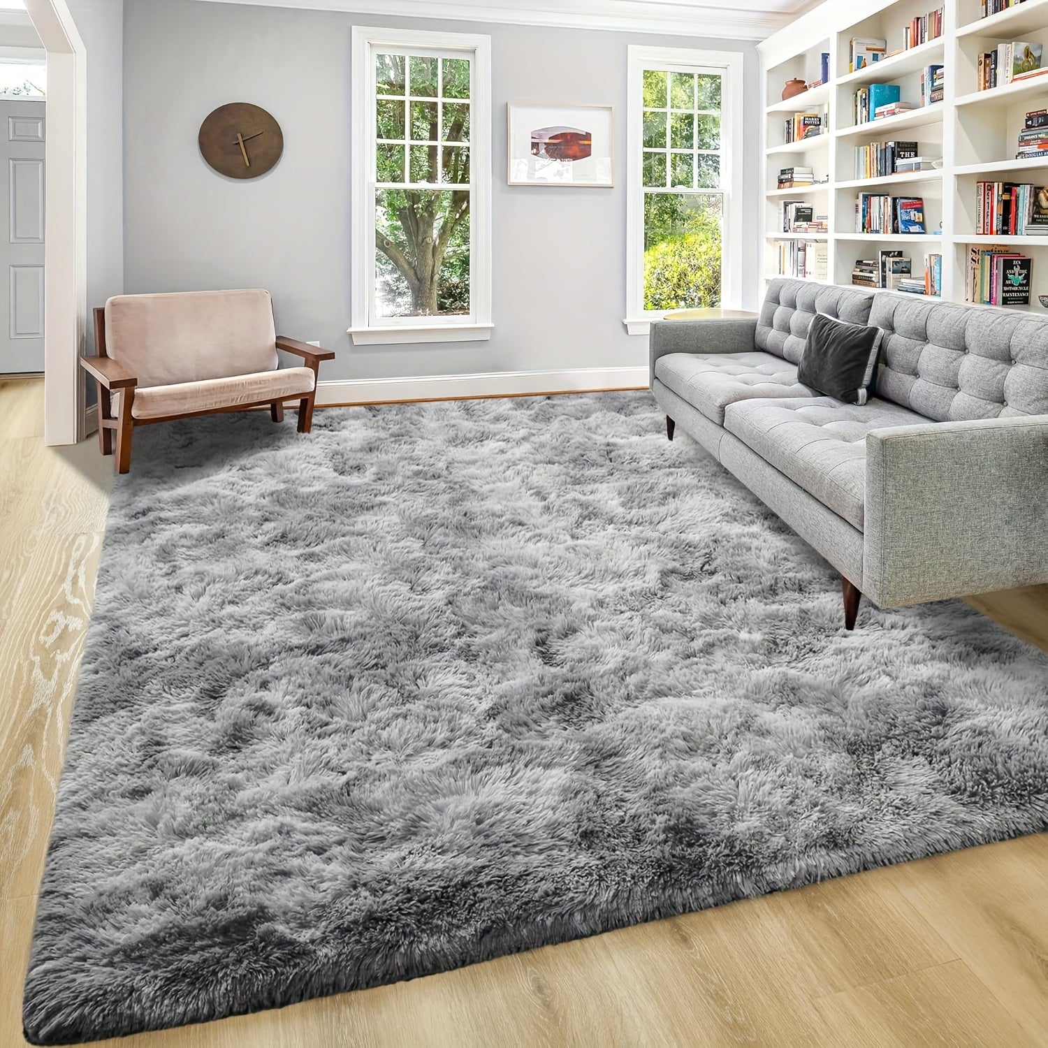 Area Rug – 1pc Luxurious Rectangular Shaggy Plush Carpet Rug - Soft, Fluffy, Tie-dyed, Solid,
