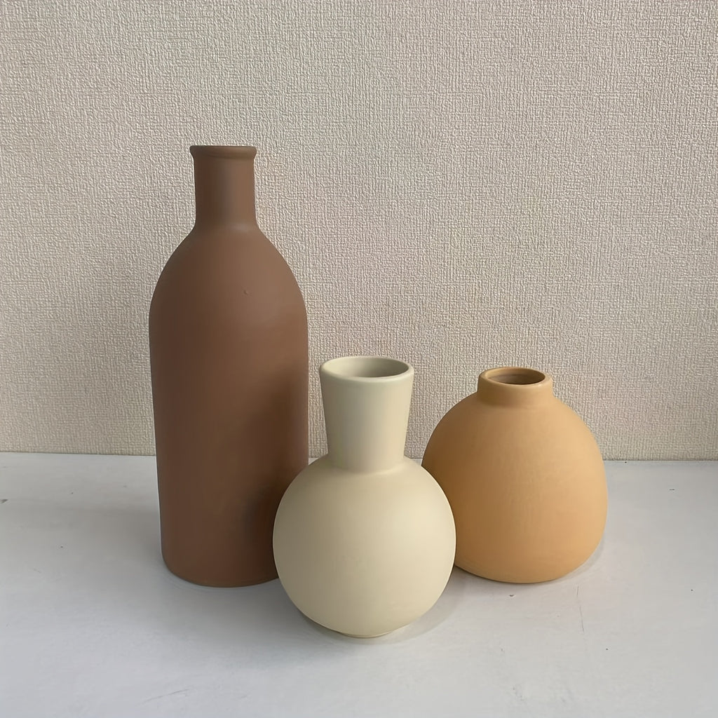 3pcs Easy Morandi Ceramic Vase Set for Dried Flowers, Fresh Flowers, Home Decor Ornaments And Flower Arrangements Holiday Gifts