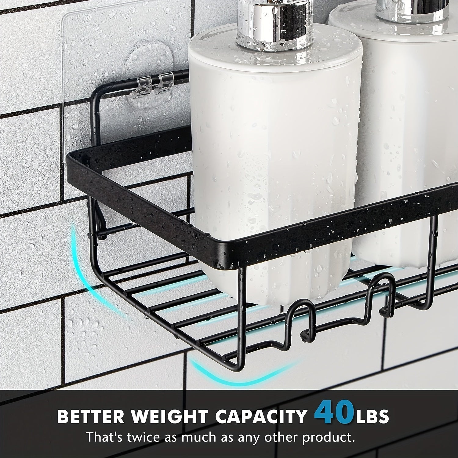 Bathroom Organizer – 5-Pack Adhesive Shower Caddy with Soap Holder - No Drill Rustproof Stainless Shower Shelves, Wall-Mounted Bathroom Organizer Suitable for Bathtub, Shower Enclosure - Spa