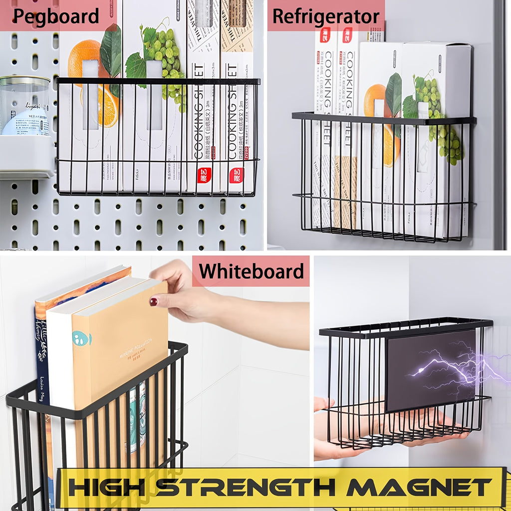 Magnetic Shelf for Fridge, Dryer Ball Storage Bins, Magnetic Basket Shelf for Refrigerator Pantry Kitchen Counter Laundry Organizer, Or Any Metal Surface, Can Hold Spices, Cans, Bottles, And Storage Baskets, Shelf Baskets