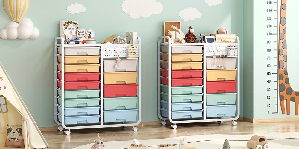 Space-Saving Pull-Out Cabinet Organizer – smooth-access cabinet organization, TOOLF 14-Drawer Rolling Storage Cart with Tabletop Pegboard Mobile Utility Cabinet on Wheels -, designed for American homes, daily convenience and practical gifting