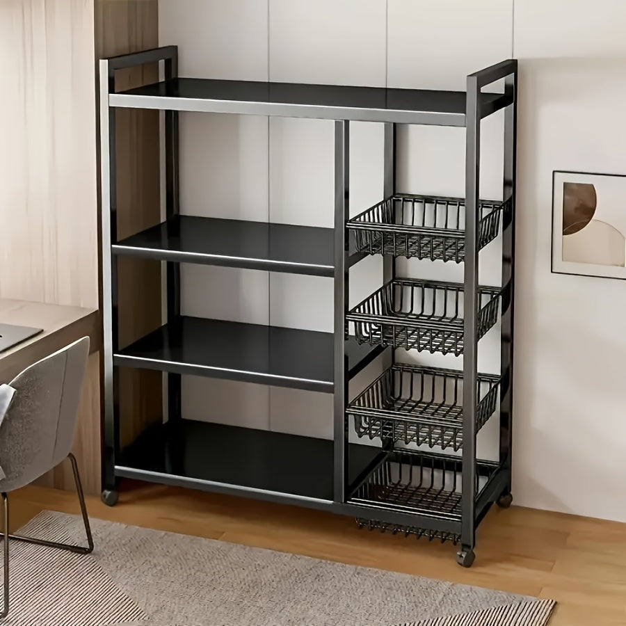 Heavy-Duty 1pc Adjustable Home Storage Rack – durable multi-purpose storage, 1pc Movable Storage Rack Adjustable Kitchen Shelf with Baskets Kitchen Organizer And Storage Metal, designed for American homes, daily convenience and practical gifting
