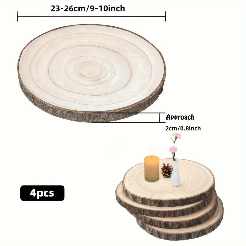 Premium 4pcs Home Storage Organizer – space-saving everyday organization, Large Wood Slices 4pcs 9-10 Inches Wood Rounds Natural Wood Slices For Centerpieces Display, designed for American homes, daily convenience and practical gifting
