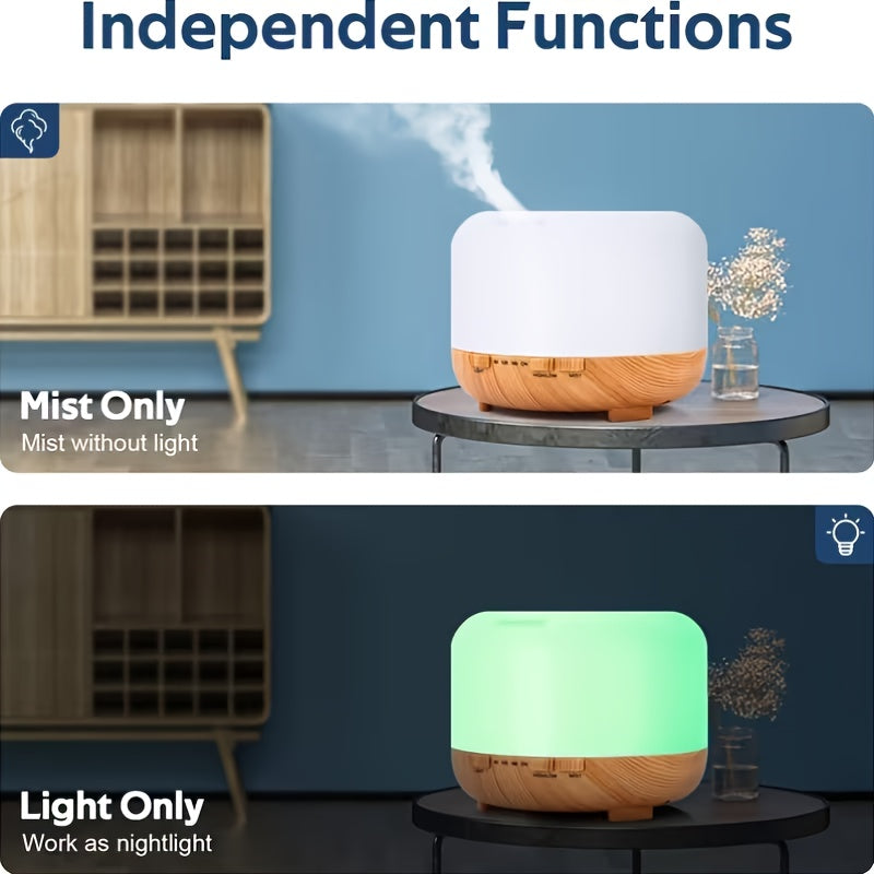 16.91oz Essential Oil Aroma Diffuser - An Aroma Diffuser with A Timer And 7 Ambient Lights, Automatically Shuts Off When There Is No Water, Powered By USB, Round In Shape, Very Suitable for Large Rooms, Homes And Offices