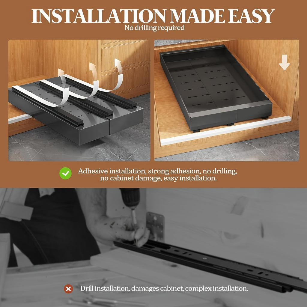 Smart 1pc Pull-Out Cabinet Organizer – smooth-access cabinet organization, Pull Out Storage 1pc 2pcs Expandable Pull-Out Cabinet Organizer Suitable for Heavy-Duty Sliding Storage, designed for American homes, daily convenience and practical gifting