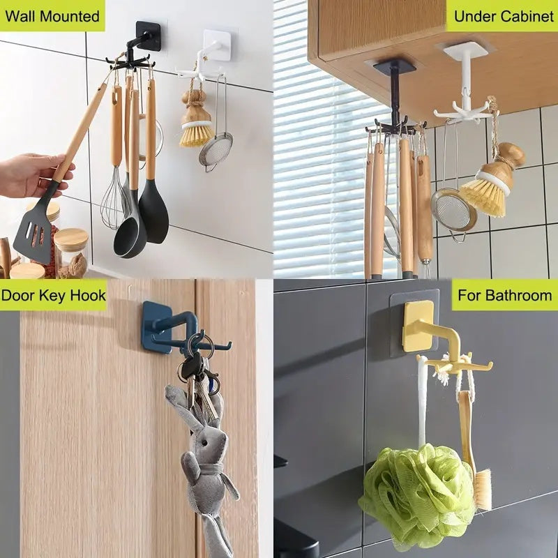 Heavy-Duty Adjustable Home Storage Rack – durable multi-purpose storage, 5-Pack Drill-Free Rotating Folding Hanger Bracket - Wall-Mounted 360-Degree Flip Hanger Drill-Free Installation Space-Saving, designed for American homes, daily convenience and