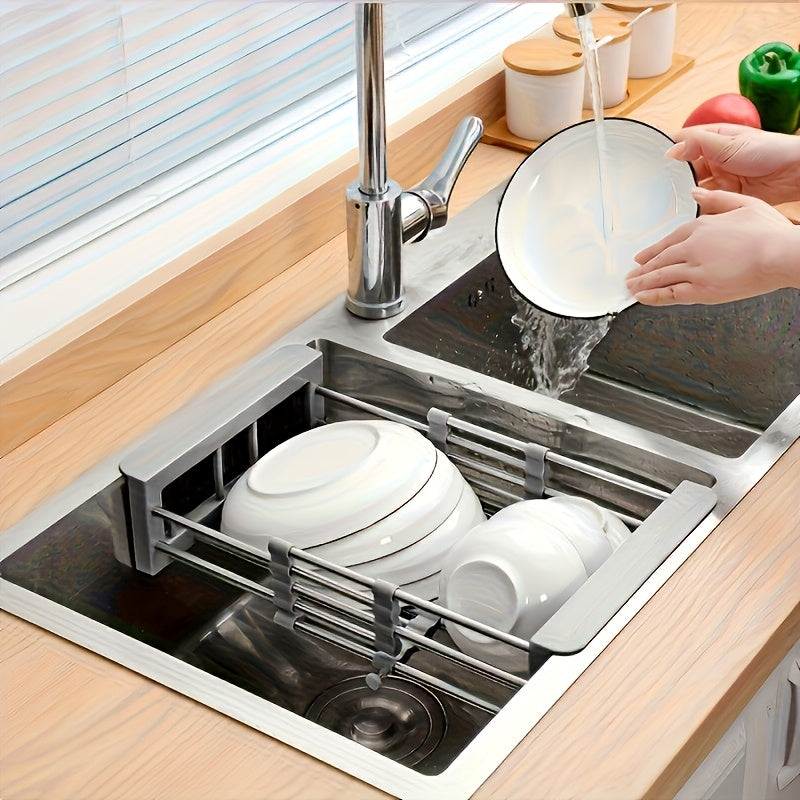 Easy-Access Adjustable Home Storage Rack – durable multi-purpose storage, 304 Stainless Steel Adjustable Sink Storage Rack - Extended Dish Rack with Drainless Design, designed for American homes, daily convenience and practical gifting