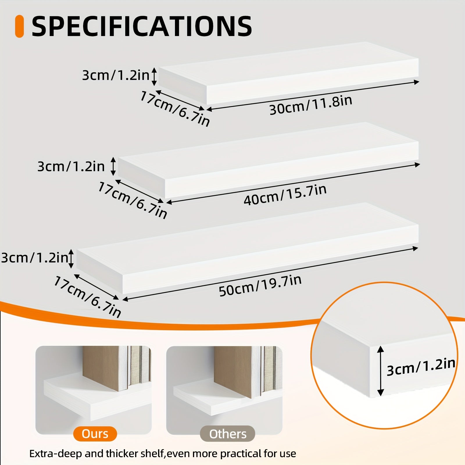 Home Living Essential – TOMNK 2 4 6pcs Set Floating Shelves 15 7-inch 19 7-inch 22-inch Wooden