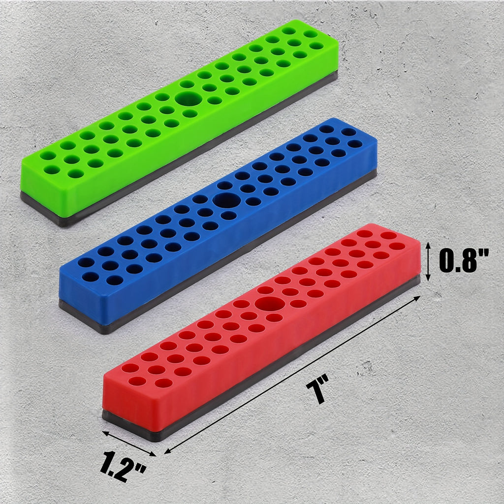 3pcs/4pcs 1/4" Magnetic Hex Bit Holder Rack Organizer, 129/172 Holes, 1/4-Inch Drill Bit Holder, 3 Racks/ 4 Racks, Magnetic Bit Holder with Magnet Base for Screwdriver Bits, 43 Holes Bit Storage with Strong Magnetic Base