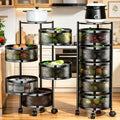 Compact Adjustable Home Storage Rack – durable multi-purpose storage, POKEPIC 5-Tier Round 360 Rotating Storage Cart No Assembly Mobile Organizer Space Saving Floor, designed for American homes, daily convenience and practical gifting