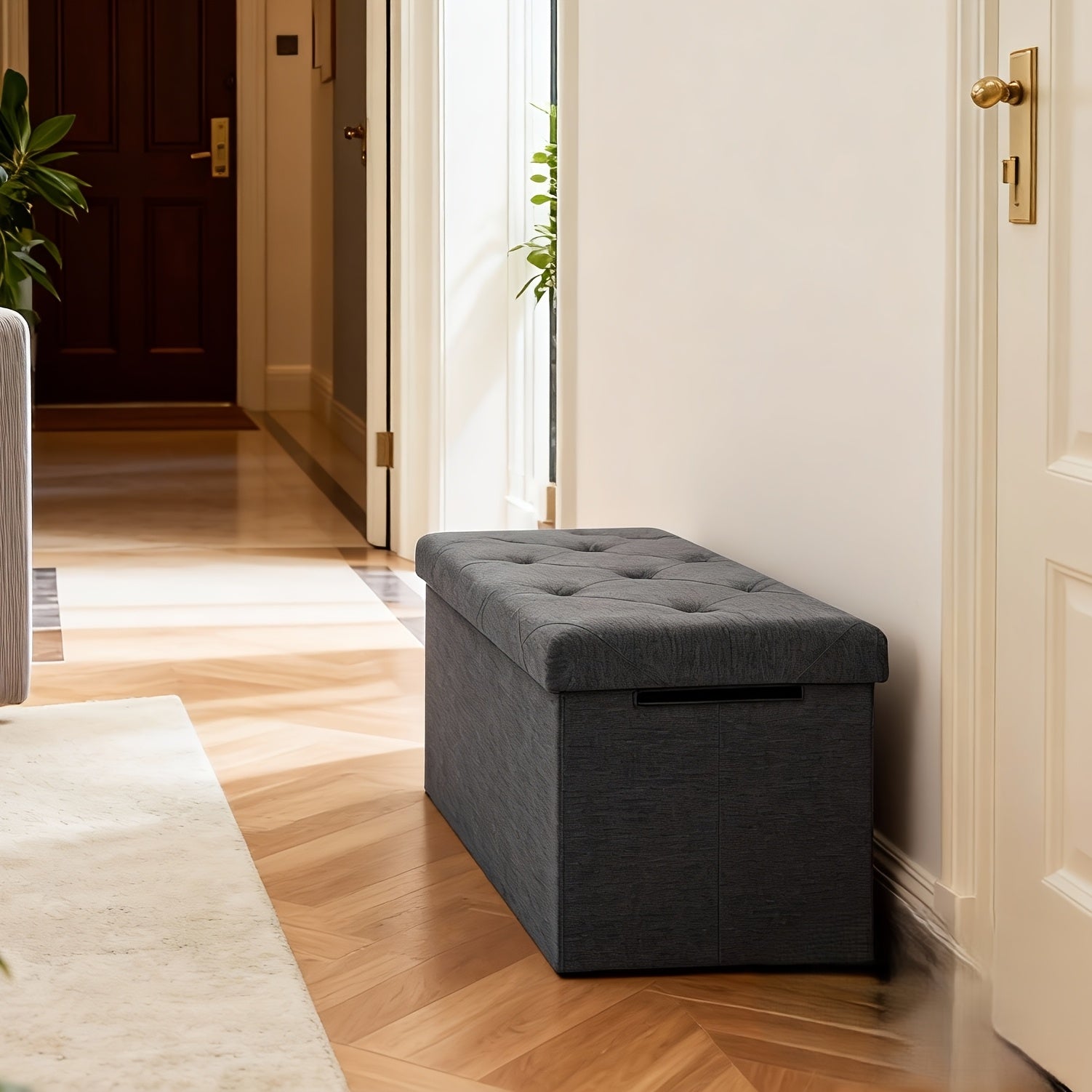 Home Organizer – Multi-Functional Ottoman with Storage Bench Folding Foot Rest Stool