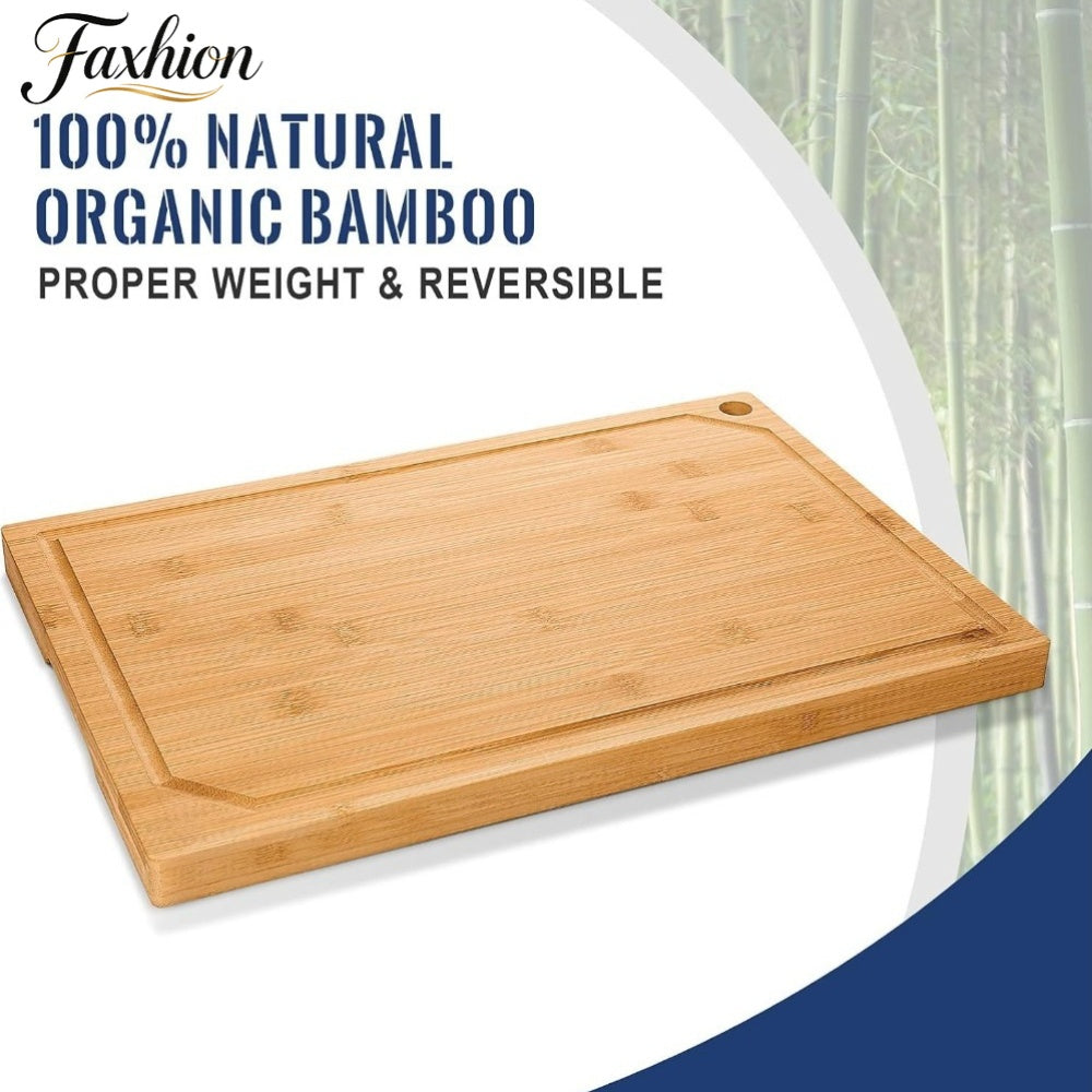 Set of Four Large Bamboo Cutting Boards, Featuring a Heavy-Duty Design with a Juice Groove, Ideal for Slicing Meat, Vegetables, And Cheese. Perfect for Family Gatherings, Parties, And As Gifts for Mother'S Day