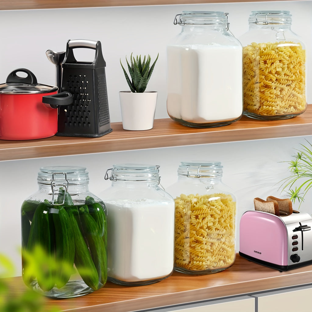 Compact 106 Oz Mason Jar Set – clear reusable pantry storage, 106 Oz Square Glass Jars With Airtight Lid Large Mason Jars Wide Mouth Storage, designed for American homes, daily convenience and practical gifting