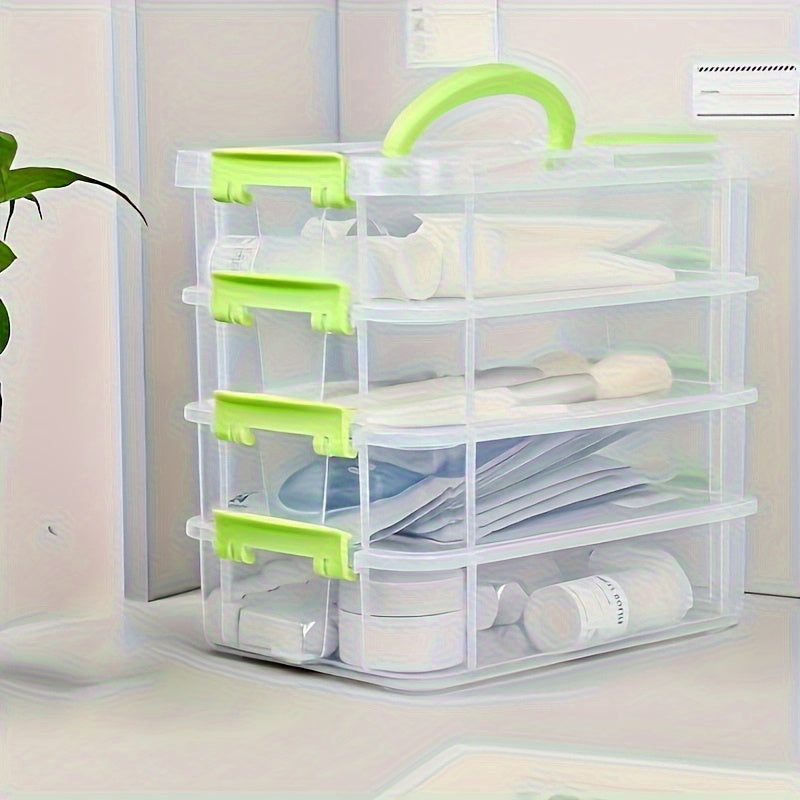 Easy-Access Stackable Storage Drawer – smooth-access cabinet organization, Stackable Large-capacity Transparent Plastic Storage Box With Lid And Handle Compartmentalized Drawer Design Ideal, designed for American homes, daily convenience and practica