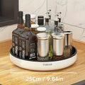 Single Layer Rotating & Condiment Turntable Shelf - Multifunctional Sliding Storage Tray with Rotating Disc, Space-Saving Suitable, Bathroom, Bedroom, Compact Shelf for Spices, Sauces, Oils, Vinegars