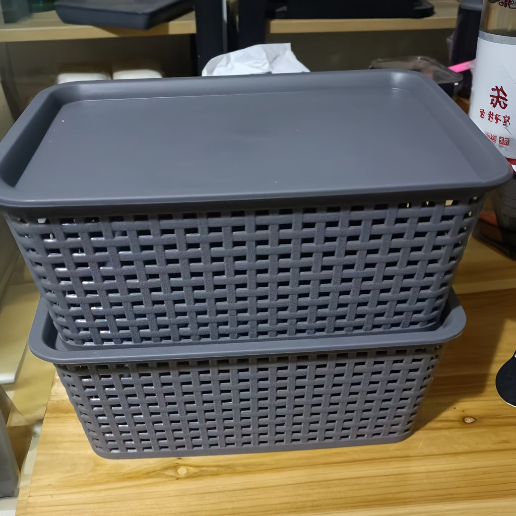 Storage Bins – 2pcs 4pcs 6pcs Multi-function Plastic Storage Basket with Lid Organizing