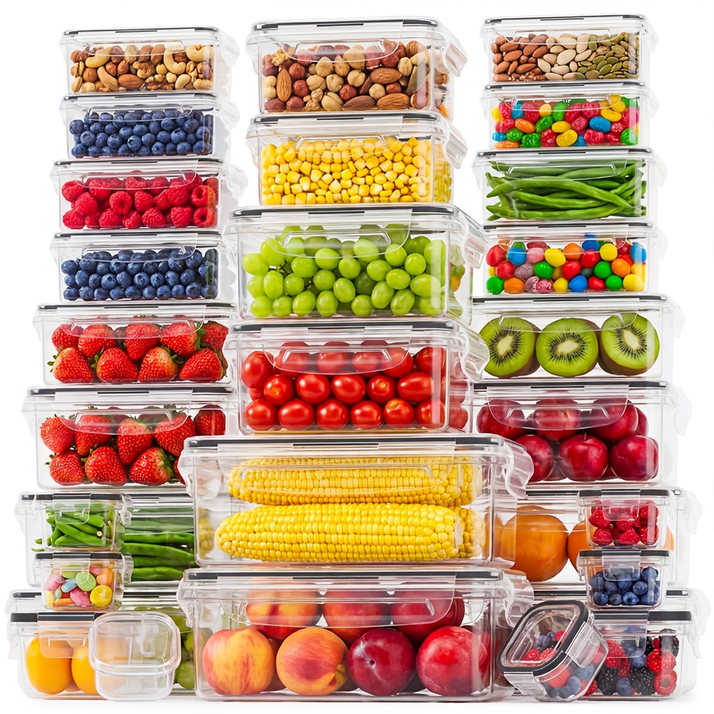 Kitchen Essential – [Reusable Airtight Containers] 70/62/54Pcs Food Storage Container Set With Lids Meal Prep Lunch Boxes (26/30/34 Containers + 26/30/34 Lids + Stickers + 1 Pen) Reusable Co