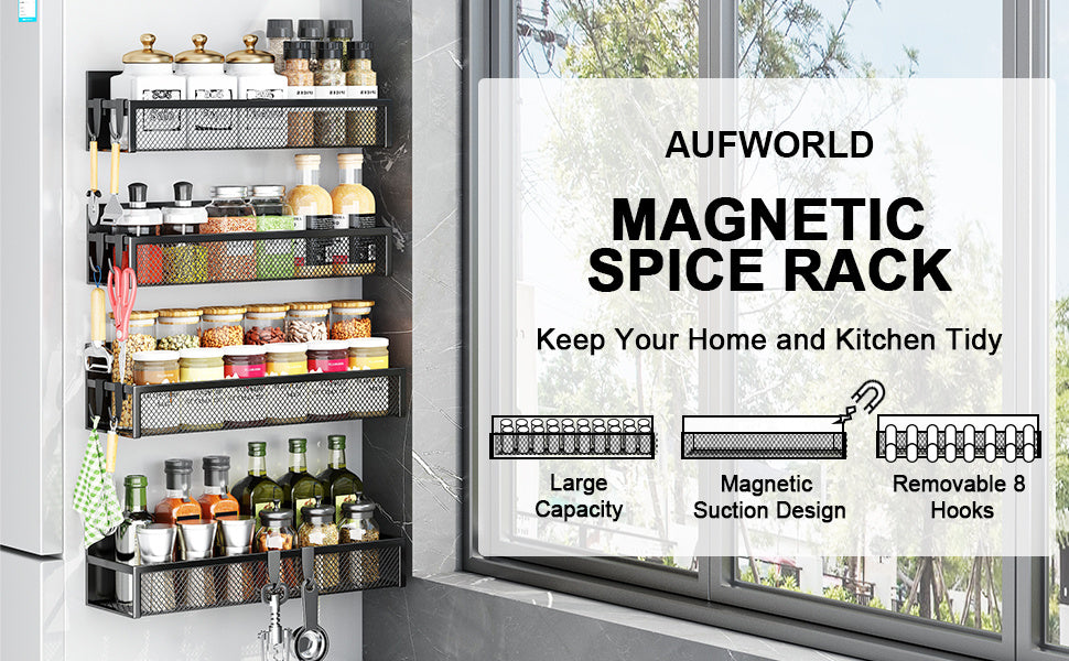 Modern 2/4 Pack Adjustable Home Storage Rack – durable multi-purpose storage, 2 4 Pack Magnetic Spice Rack For Refrigerator Magnetic Shelf Fridge Magnet Organizer Magnetic, designed for American homes, daily convenience and practical gifting
