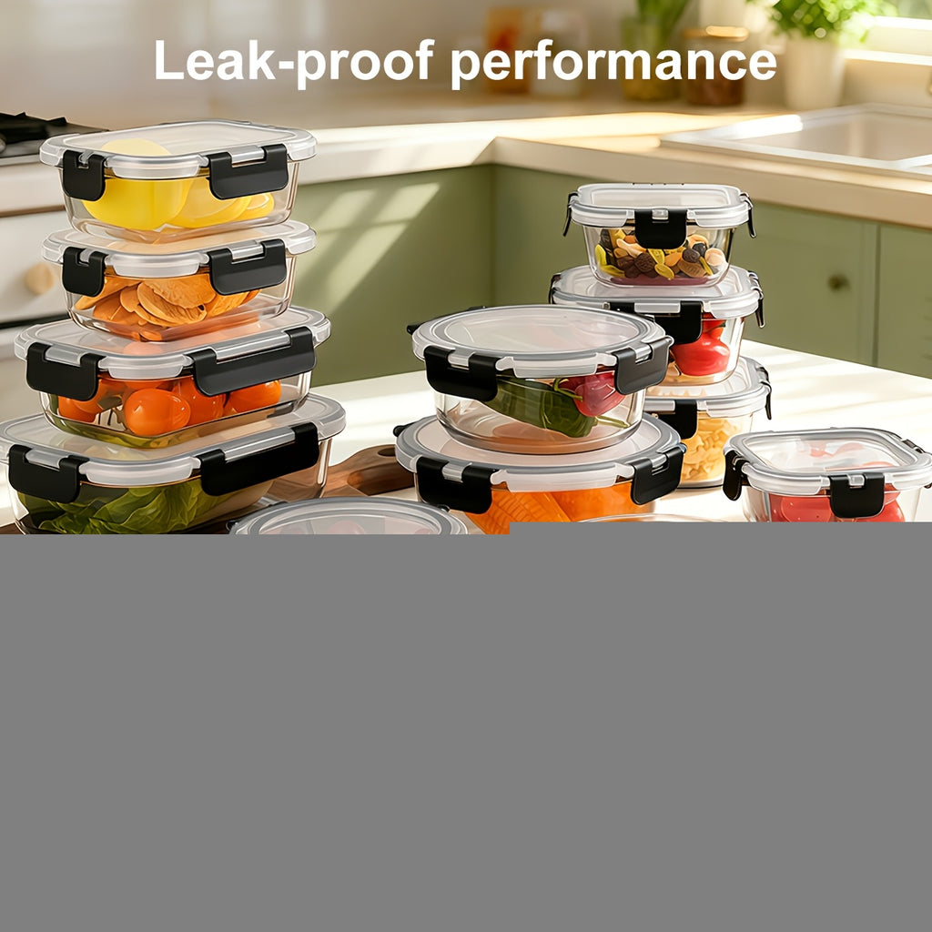 Versatile 24pcs Glass Meal Prep Container Set – leak-resistant reusable meal prep, 24pcs Glass Food Storage Containers with Lids Meal Prep Pantry Kitchen Storage Containers for, designed for American homes, daily convenience and practical gifting