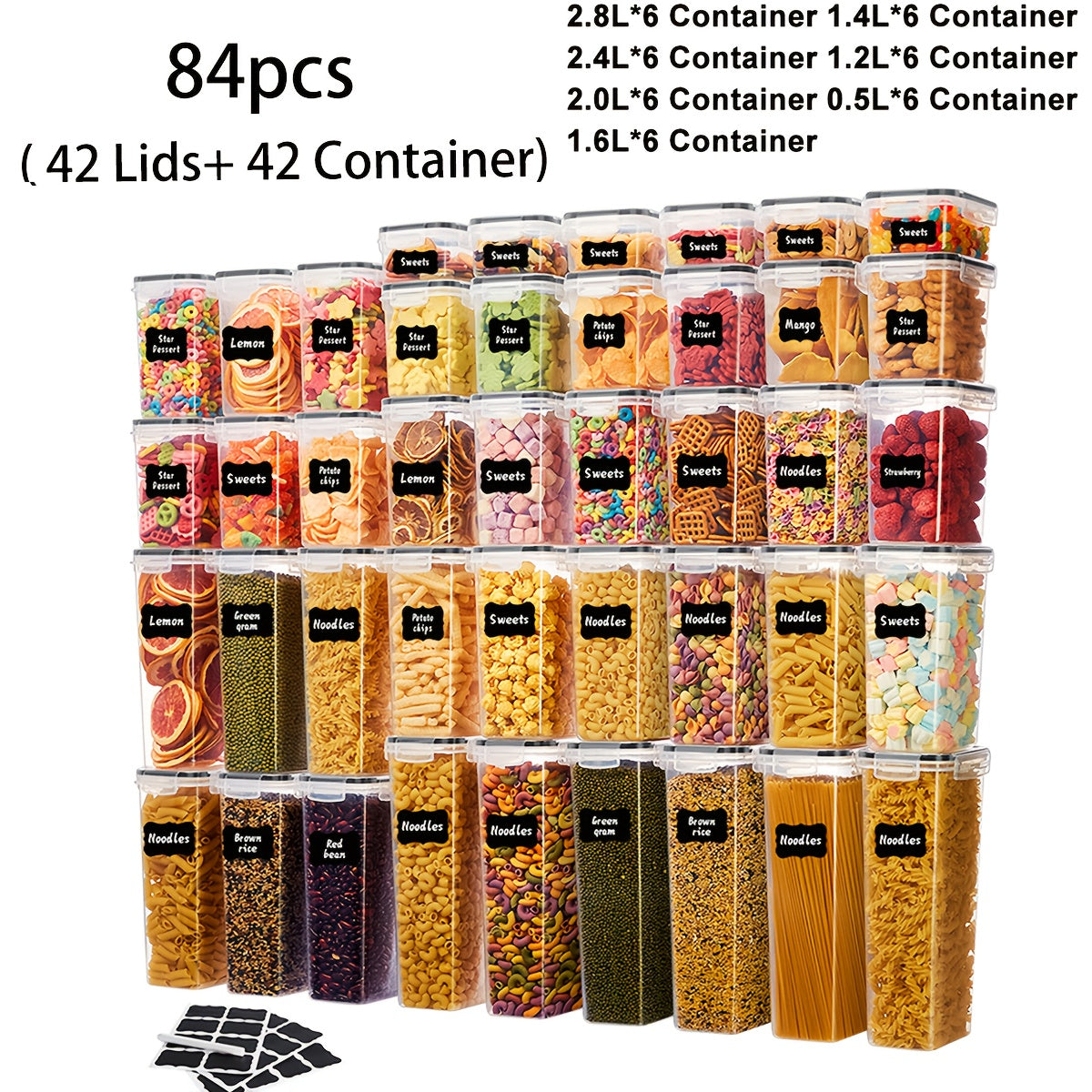 Compact 12/14/20/48/84pcs Airtight Food Storage Containers – leak-resistant reusable meal prep, 12 14 20 48 84pcs Food Storage Container Set Fresh-Keeping Boxes Easy-to-Secure Lids -, designed for American homes, daily convenience and practical gifti