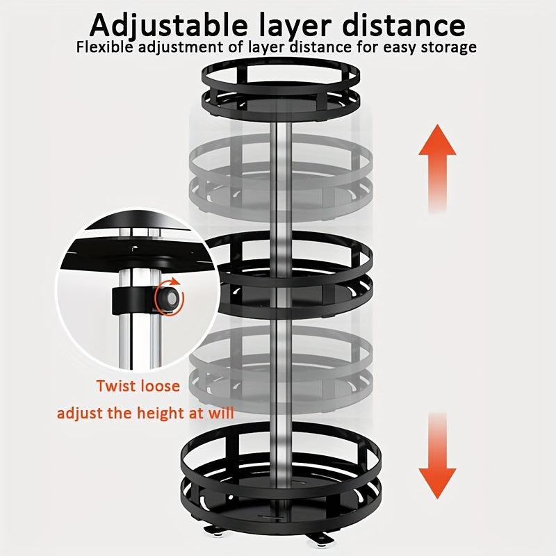 Revolving Kitchen Spice Rack Organizer Rotatable Detachable Turnable Spice Rack Seasoning Organizer Adjustable Height with Suction Cup Feet for Cabinet Kitchen Refrigerator Bathroom Pantry Countertop Vanity (Single Layer)