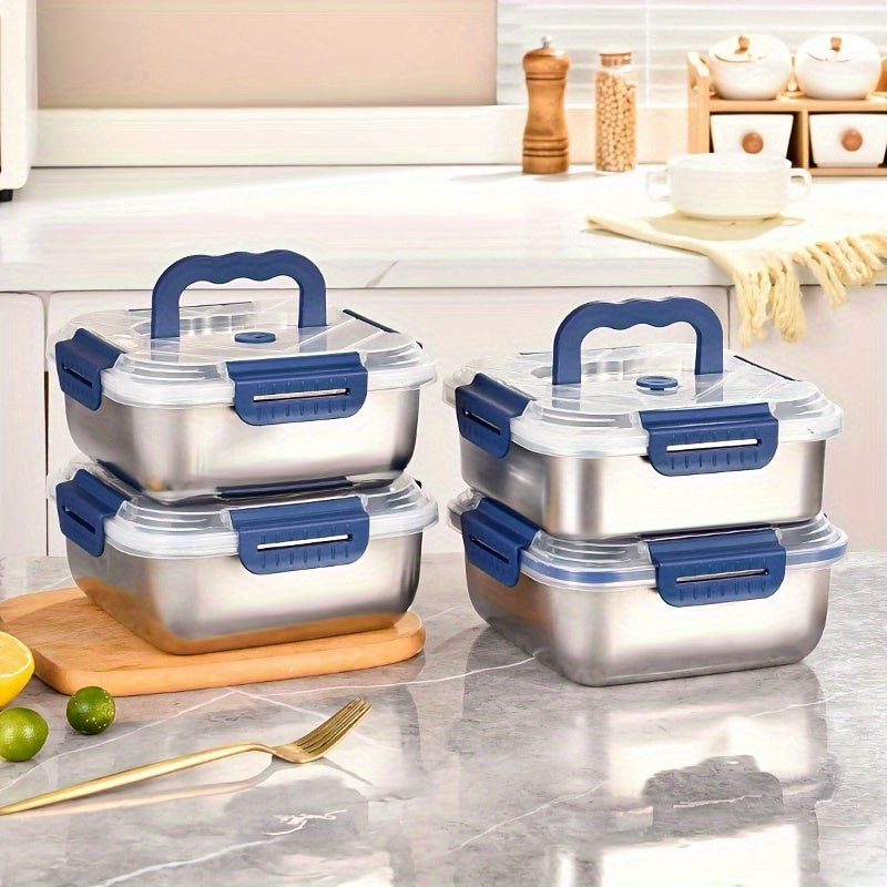 Modern 87 Oz Refrigerator Storage Organizer – easy-access fridge organization, Extra-Large Stainless Steel Food Storage Container 60 87 Oz with Blue Lid - Leak-Proof, designed for American homes, daily convenience and practical gifting