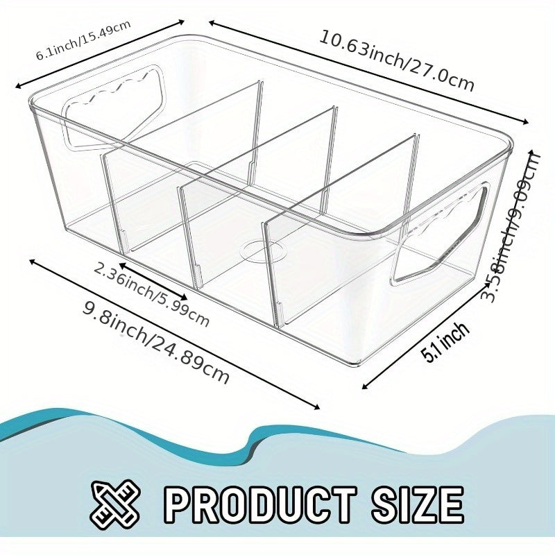 4/ 6/ 8 Transparent Stackable for food Storage Box With 3 Detachable Partitions For Food Storage Room Organization And Kitchen Storage Of Snacks, Stackable Refrigerator Kitchen Cabinets