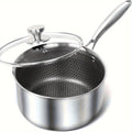 Saucepan with Lid, Premium Triple Ply Stainless Steel Sauce Pan with Lid, Small Saucepan with Honeycomb Interior