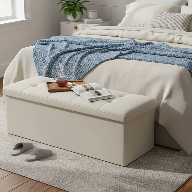 Home Organizer – Multi-Functional Ottoman with Storage Bench Folding Foot Rest Stool