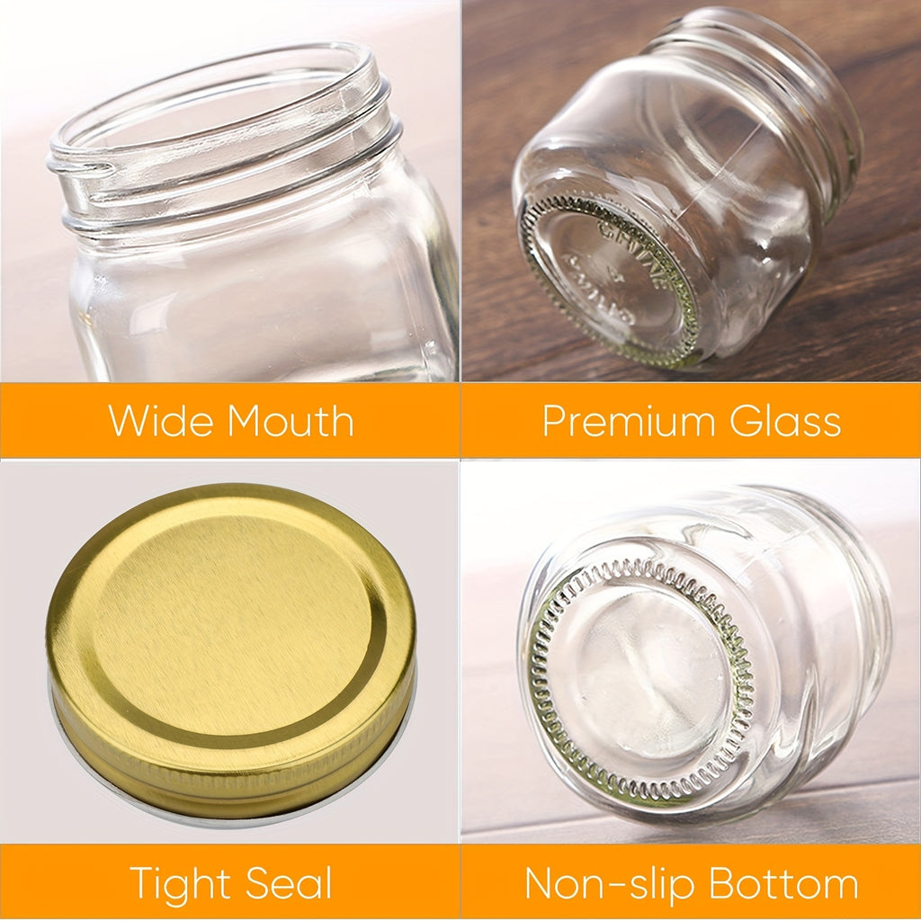 9/18/27/36-Pcs, 8oz Glass Jars with Lids, Regular Mouth Mason Jars for Storage, Spice Canning Jar for Caviar, Herb, Jelly, Jams, Honey, Dishwasher Safe