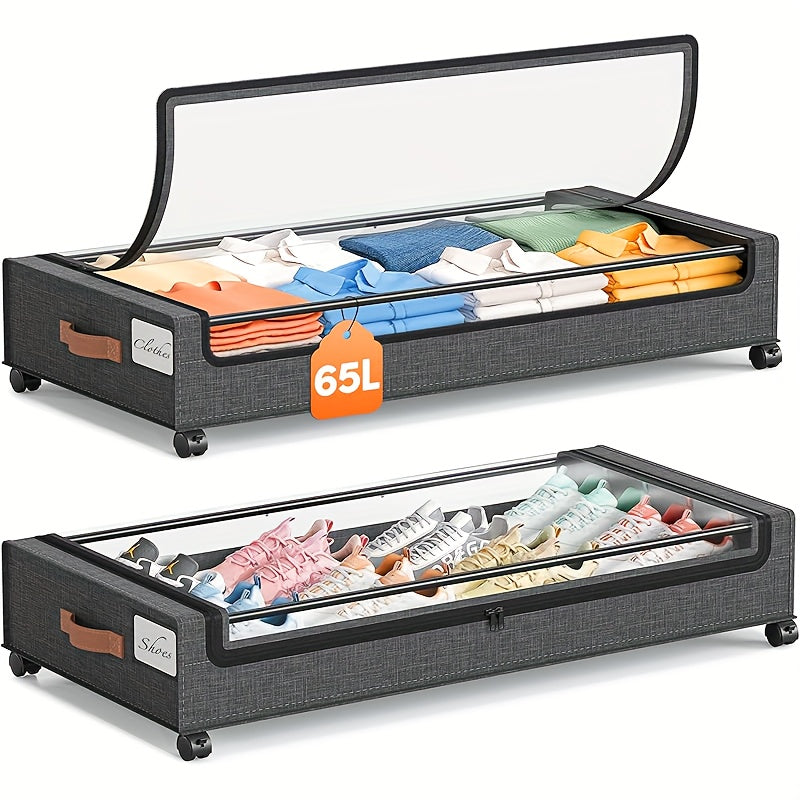 Storage Bins – 2-Pack Wheeled Under Bed Storage Box Under Bed Storage Box Under Bed Shoe