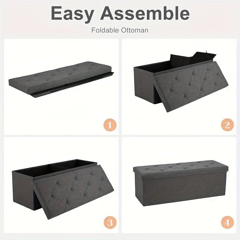 Versatile Home Storage Organizer – space-saving everyday organization, 43-Inch Large Folding Storage Ottoman Bench with Padded Seat - Heavy-Duty Footrest Hidden Compartment, designed for American homes, daily convenience and practical gifting