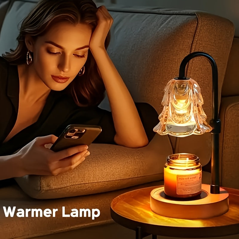 2-Pack Candle Warmer Lamp, Candleholders, LED Light With Dimmer And Wood Base, Height And Brightness Adjustable Wax Warming Lamps, House Warming Gifts New Home Decor, New Year And Valentine'S Day Gift, For Wife Mom Lovers Friends [Bulb Not Included]
