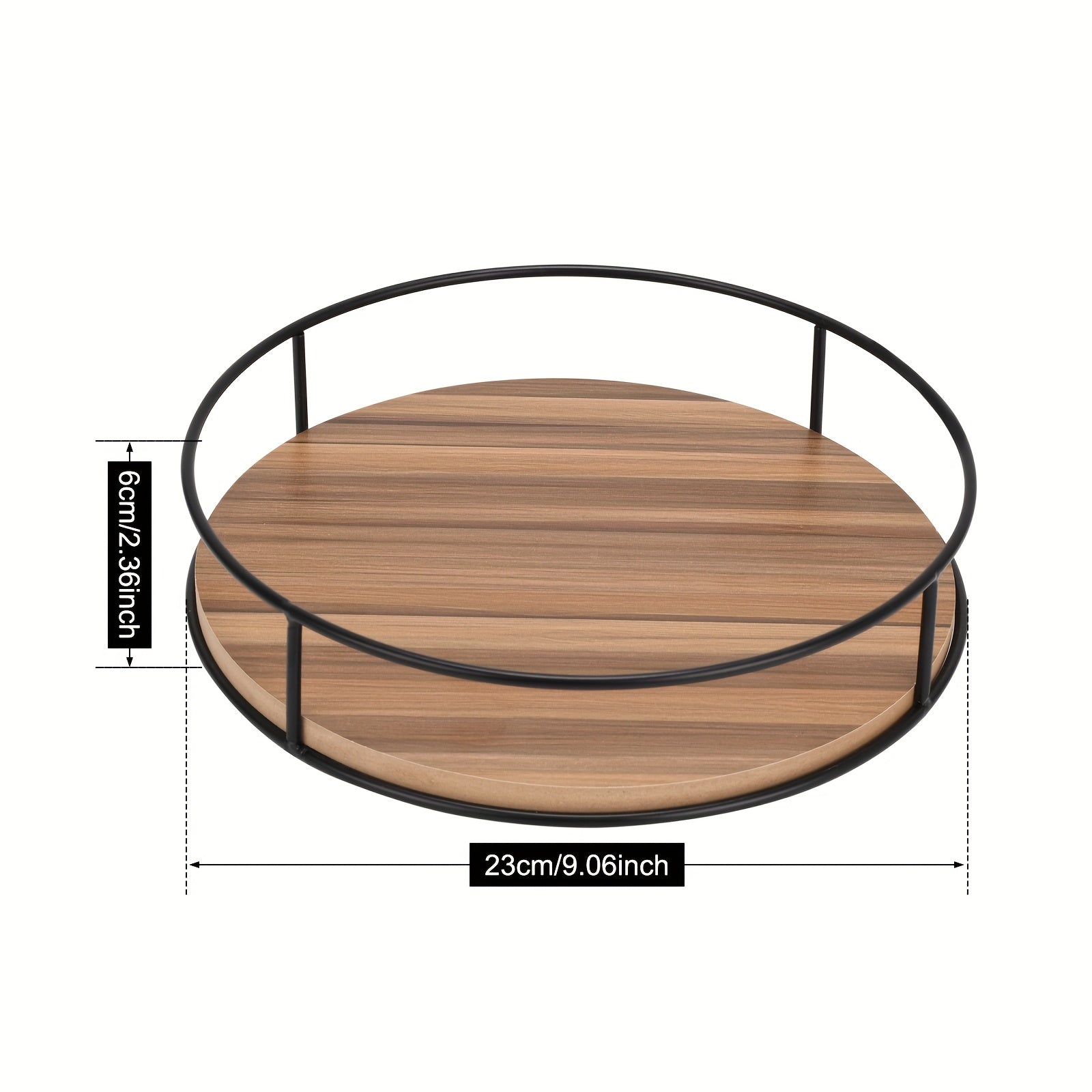 12 Inch Lazy Susan Turntable for Table, Kitchen Rustic Brown Turntable Organizer with Steel Frame, 360 Degree Decorative Lazy Susan for Countertop Cabinet Or Centerpieces