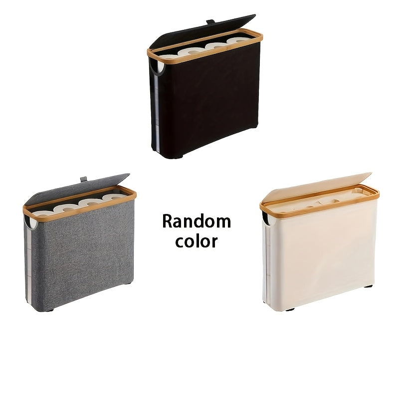 Space-Saving Stackable Home Storage Bins – portable space-saving storage, Bamboo Toilet Paper Holder with Lid - Foldable Bathroom Storage Box Independent Organizer That, designed for American homes, daily convenience and practical gifting